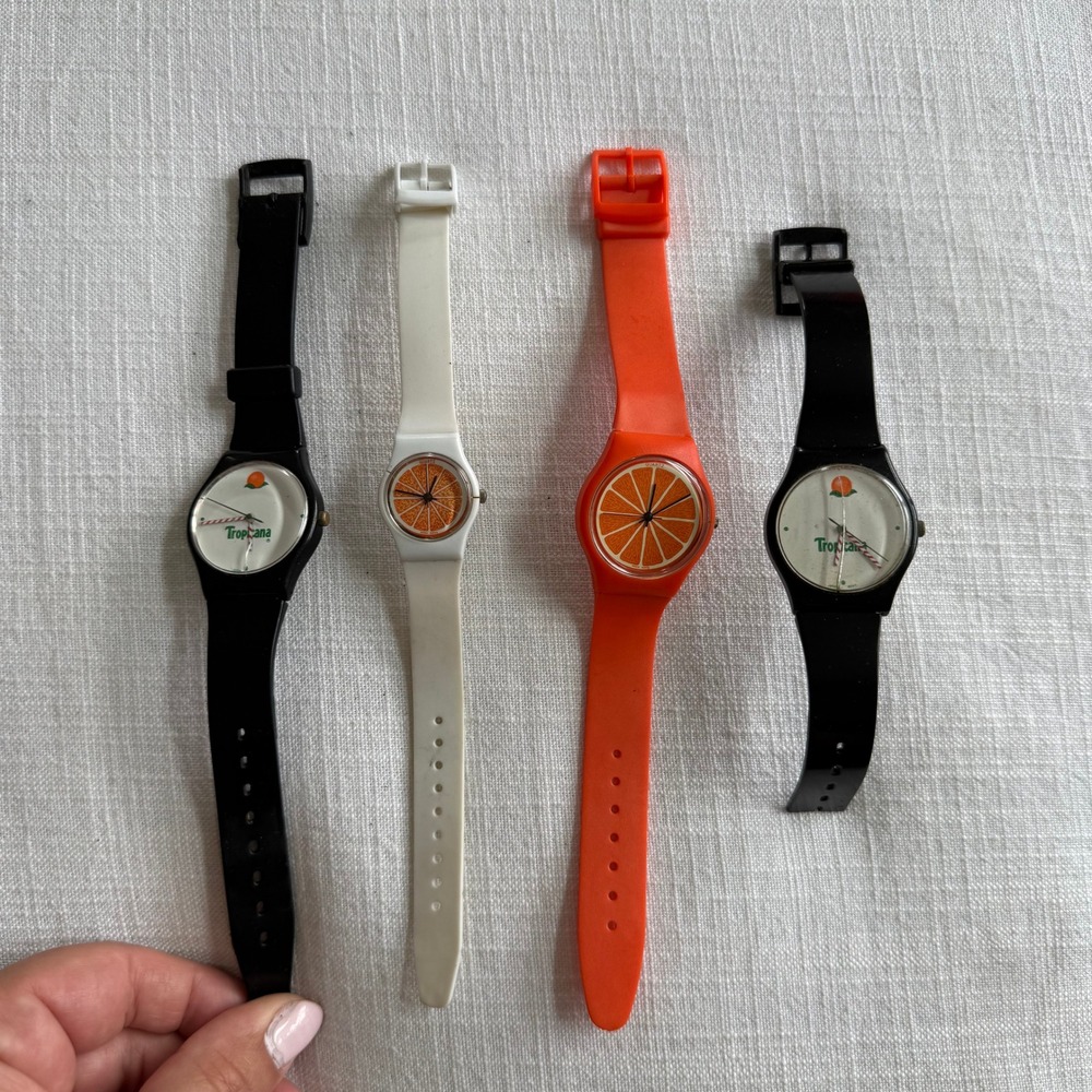 Vintage Tropicana Orange Juice Watch Lot 4pc Retro Citrus Promotional Quartz